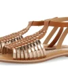 Sandalias de tiras en cuero y oro Claraval