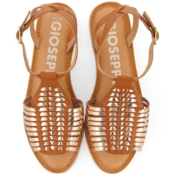 Sandalias de tiras en cuero y oro Claraval