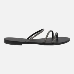 Sandalias de tiras en negro con strass 27-TC de Nicolas Lainas