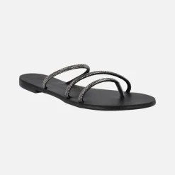 Sandalias de tiras en negro con strass 27-TC de Nicolas Lainas