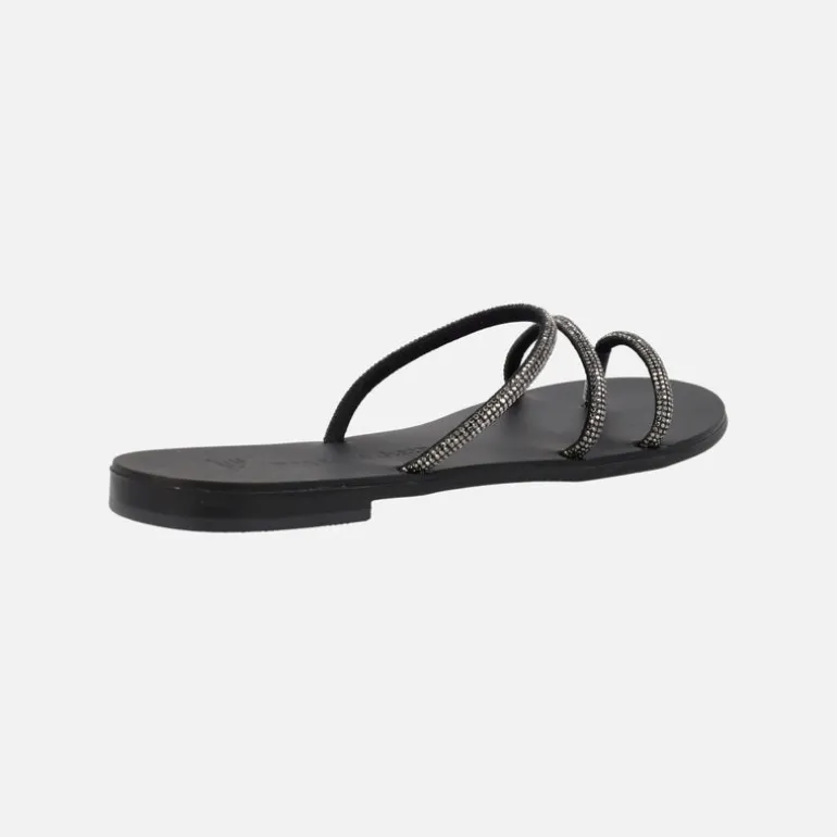 Sandalias de tiras en negro con strass 27-TC de Nicolas Lainas