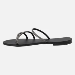 Sandalias de tiras en negro con strass 27-TC de Nicolas Lainas