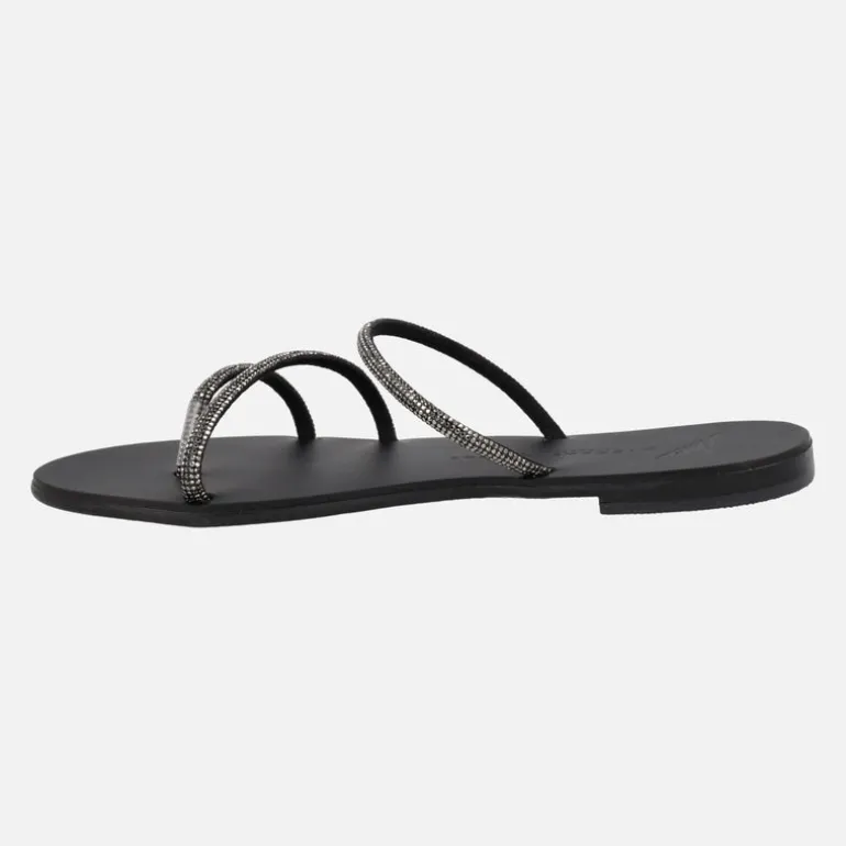 Sandalias de tiras en negro con strass 27-TC de Nicolas Lainas