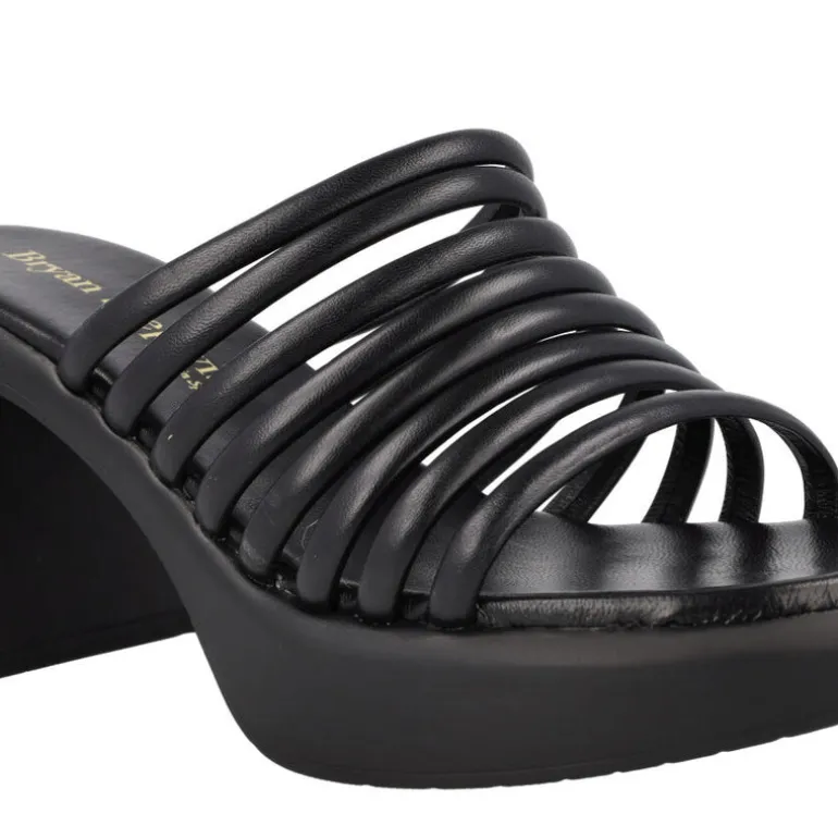 Sandalias de tiras negras de piel y plataforma Gina
