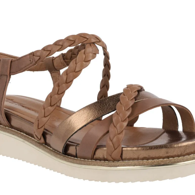 Sandalias de tiras para mujer en combinado marron