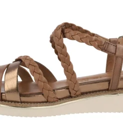 Sandalias de tiras para mujer en combinado marron