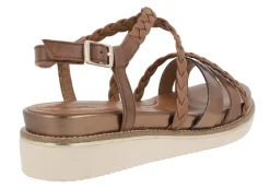 Sandalias de tiras para mujer en combinado marron