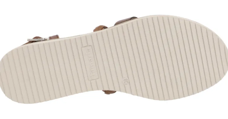 Sandalias de tiras para mujer en combinado marron