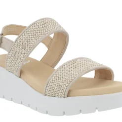 Sandalias de tiras trenzadas de rafia con plataforma