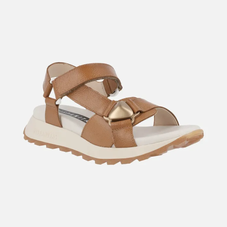 Sandalias deportivas en piel cuero con cierre de velcro Maui