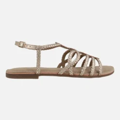 Sandalias doradas de piel trenzada Yakima