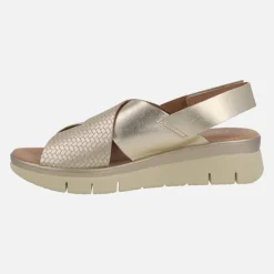 Sandalias doradas de piel con piezas efecto trenzado