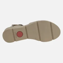 Sandalias doradas de piel con pulsera al tobillo y plataforma de goma