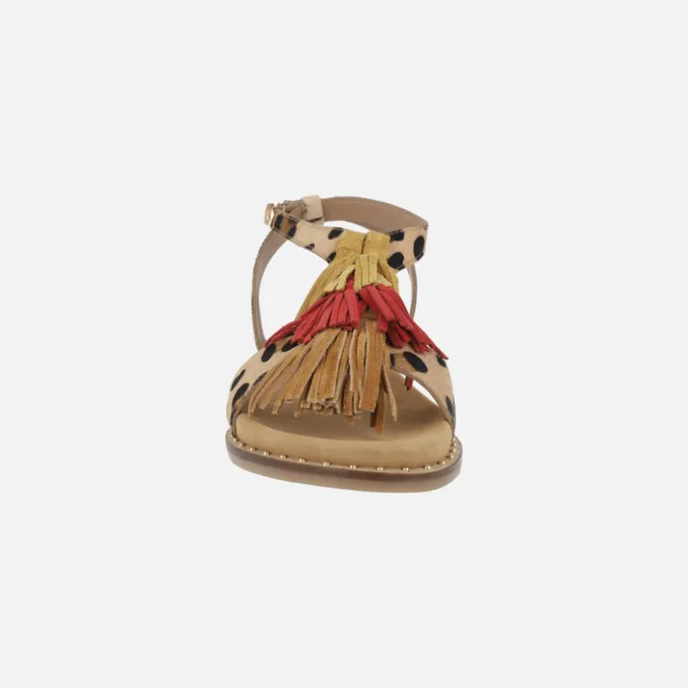 Sandalias en animal print leopardo con detalle de borlas