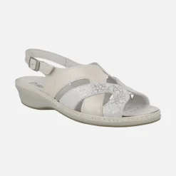 Sandalias en combinado nacarado blanco con tira de hebilla al talón