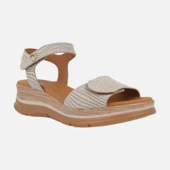 Sandalias en nobuck grabado con cierre de velcros
