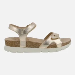 Sandalias en piel metalizada oro con cierre de velcro Sulia Shine