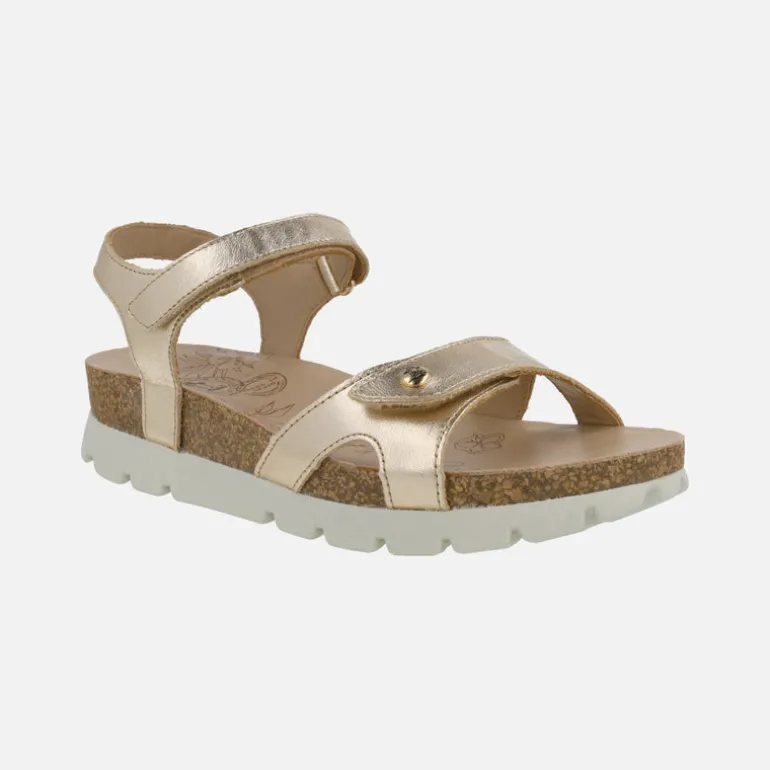 Sandalias en piel metalizada oro con cierre de velcro Sulia Shine