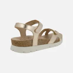 Sandalias en piel metalizada oro con cierre de velcro Sulia Shine