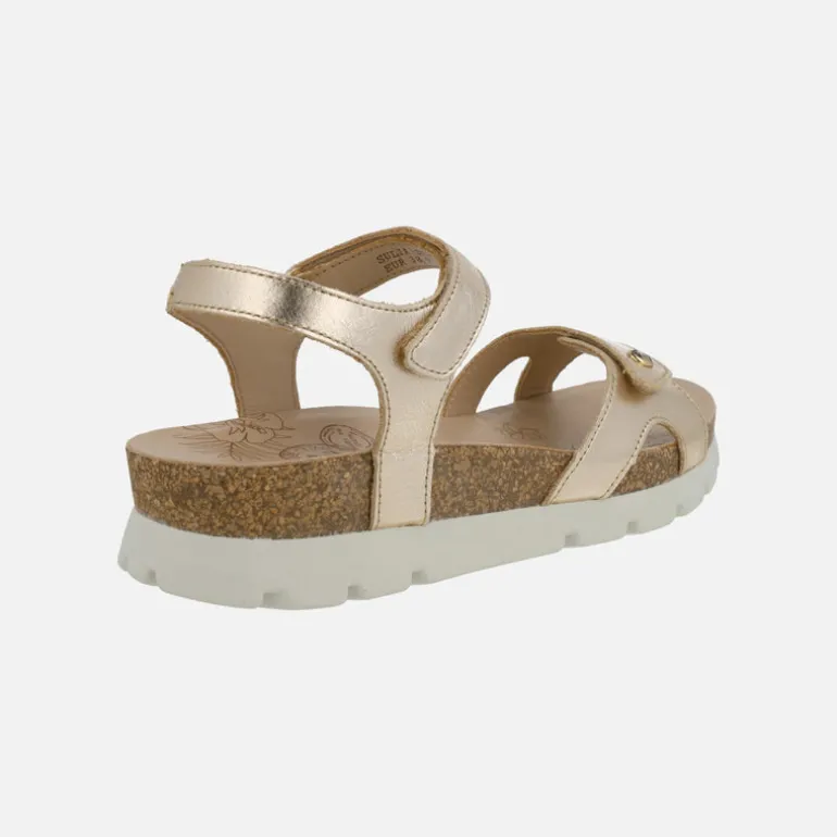 Sandalias en piel metalizada oro con cierre de velcro Sulia Shine