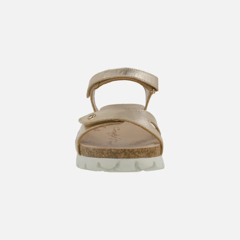 Sandalias en piel metalizada oro con cierre de velcro Sulia Shine