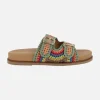 Sandalias en tejido efecto crochet multicolor con hebillas