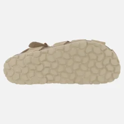 Sandalias estilo cangrejeras bio en serraje taupe
