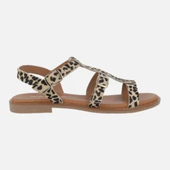 Sandalias estilo romanas en animal print leopardo con hebillas