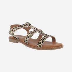 Sandalias estilo romanas en animal print leopardo con hebillas
