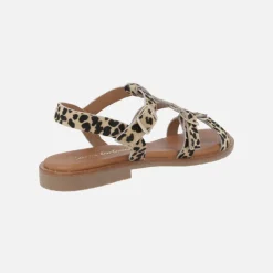 Sandalias estilo romanas en animal print leopardo con hebillas