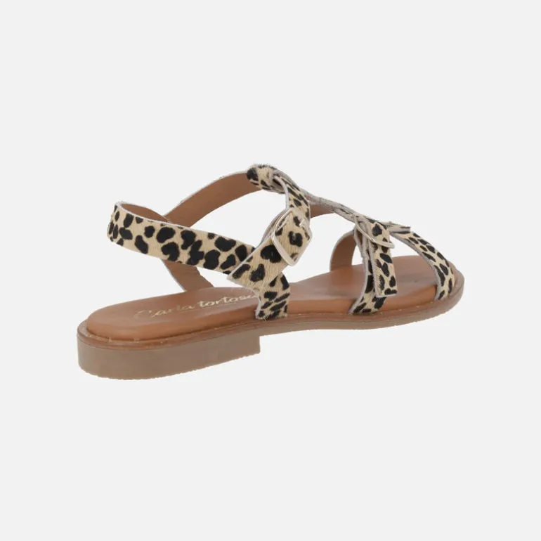 Sandalias estilo romanas en animal print leopardo con hebillas