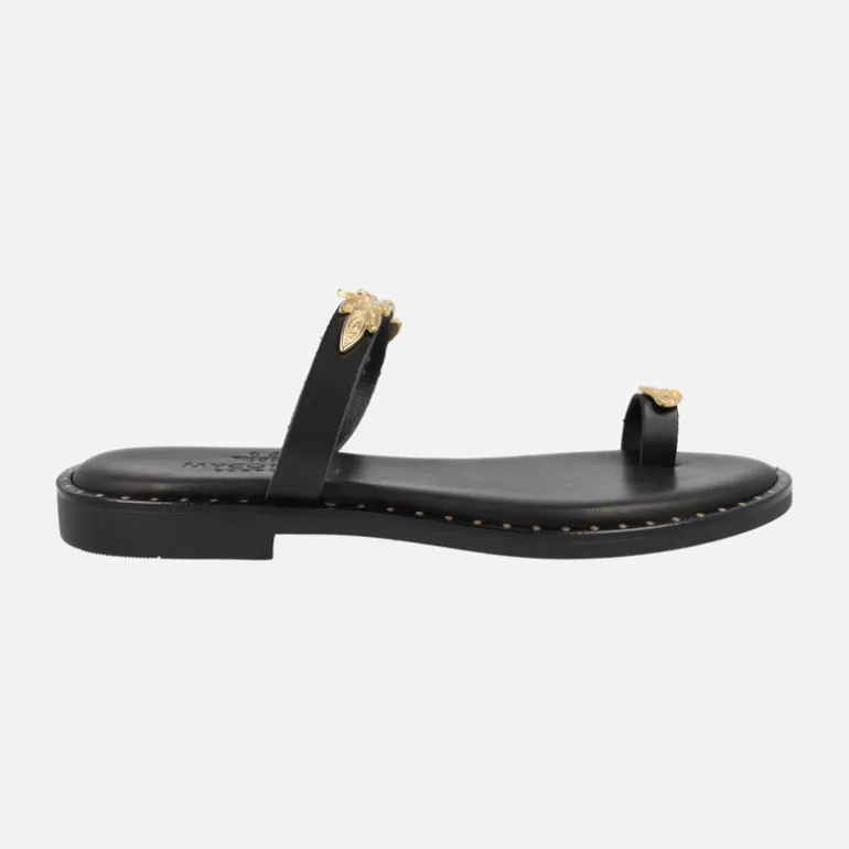Sandalias griegas tipo esclavas en Negro