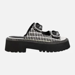 Sandalias Heaven en combinado de rafia bicolor blanco y negro