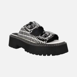 Sandalias Heaven en combinado de rafia bicolor blanco y negro