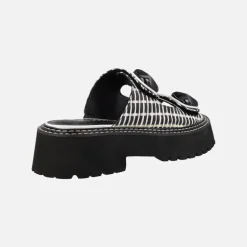 Sandalias Heaven en combinado de rafia bicolor blanco y negro
