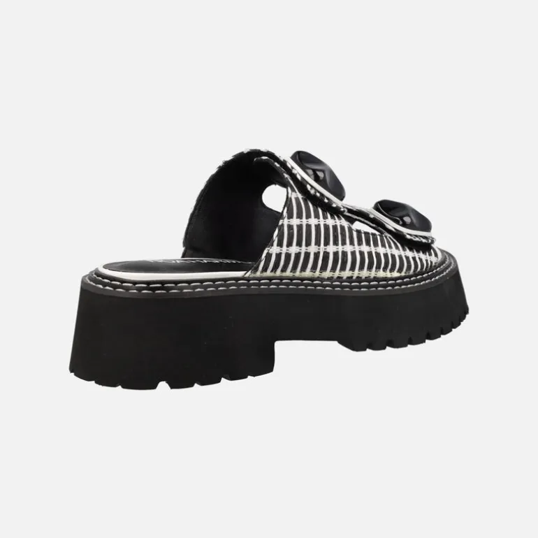 Sandalias Heaven en combinado de rafia bicolor blanco y negro