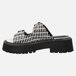 Sandalias Heaven en combinado de rafia bicolor blanco y negro