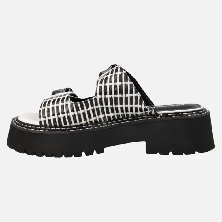 Sandalias Heaven en combinado de rafia bicolor blanco y negro