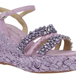 Sandalias joya de rafia con pedrería