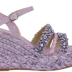 Sandalias joya de rafia con pedrería