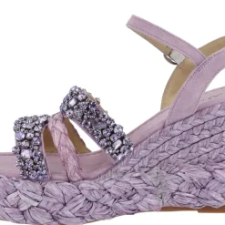 Sandalias joya de rafia con pedrería