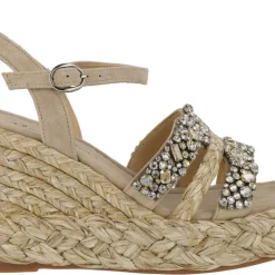 Sandalias joya de rafia con pedrería