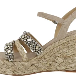 Sandalias joya de rafia con pedrería