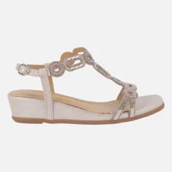 Sandalias joya en combinado de pedrería rosa