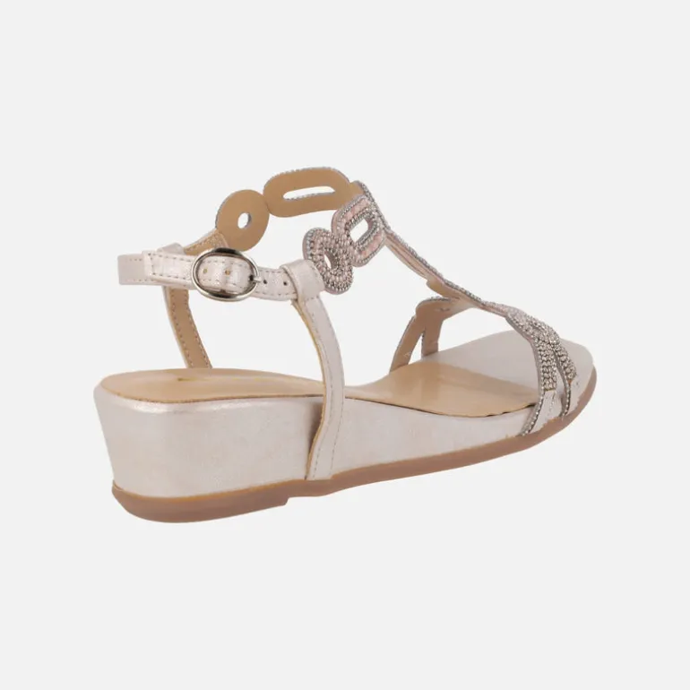 Sandalias joya en combinado de pedrería rosa