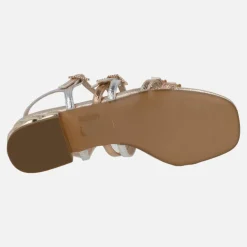 Sandalias joya Katy con tiras multicolor y tacón metálico