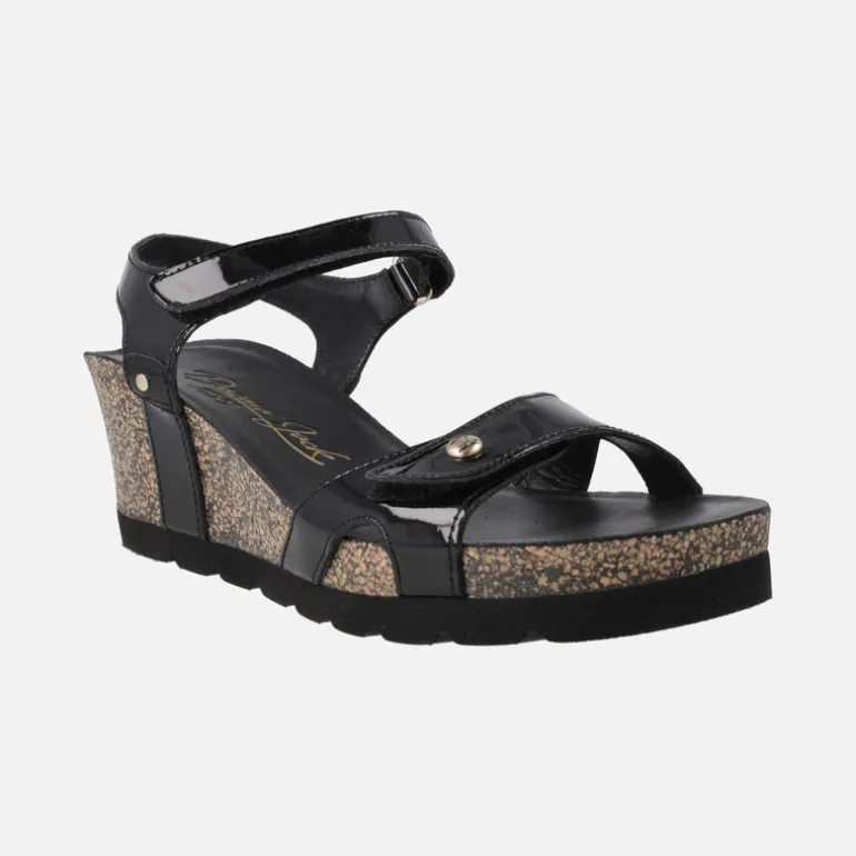 Sandalias Julia en charol negro con cierre de velcros
