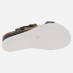 Sandalias Laura vita en piel negra con adorno de flores Bonito 524 Noir