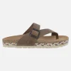 Sandalias marrones de piel para dedo con hebilla ajustable