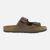 Sandalias marrones de piel estilo bio con dos hebillas para hombre